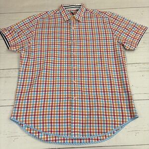 Robert Graham Short Sleeve Shirt Mens XL Gingham Check